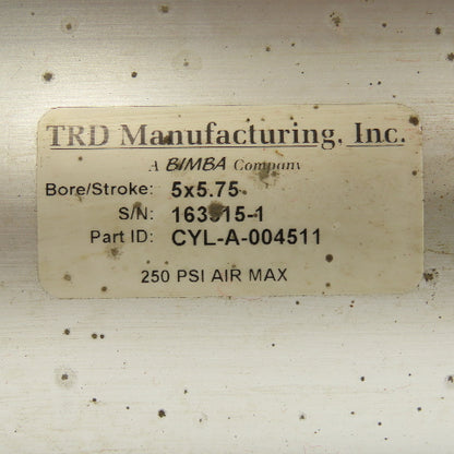 Bimba CYL-A-004511 5" Bore 5-3/4" Stroke Air Cylinder Positech Manipulator