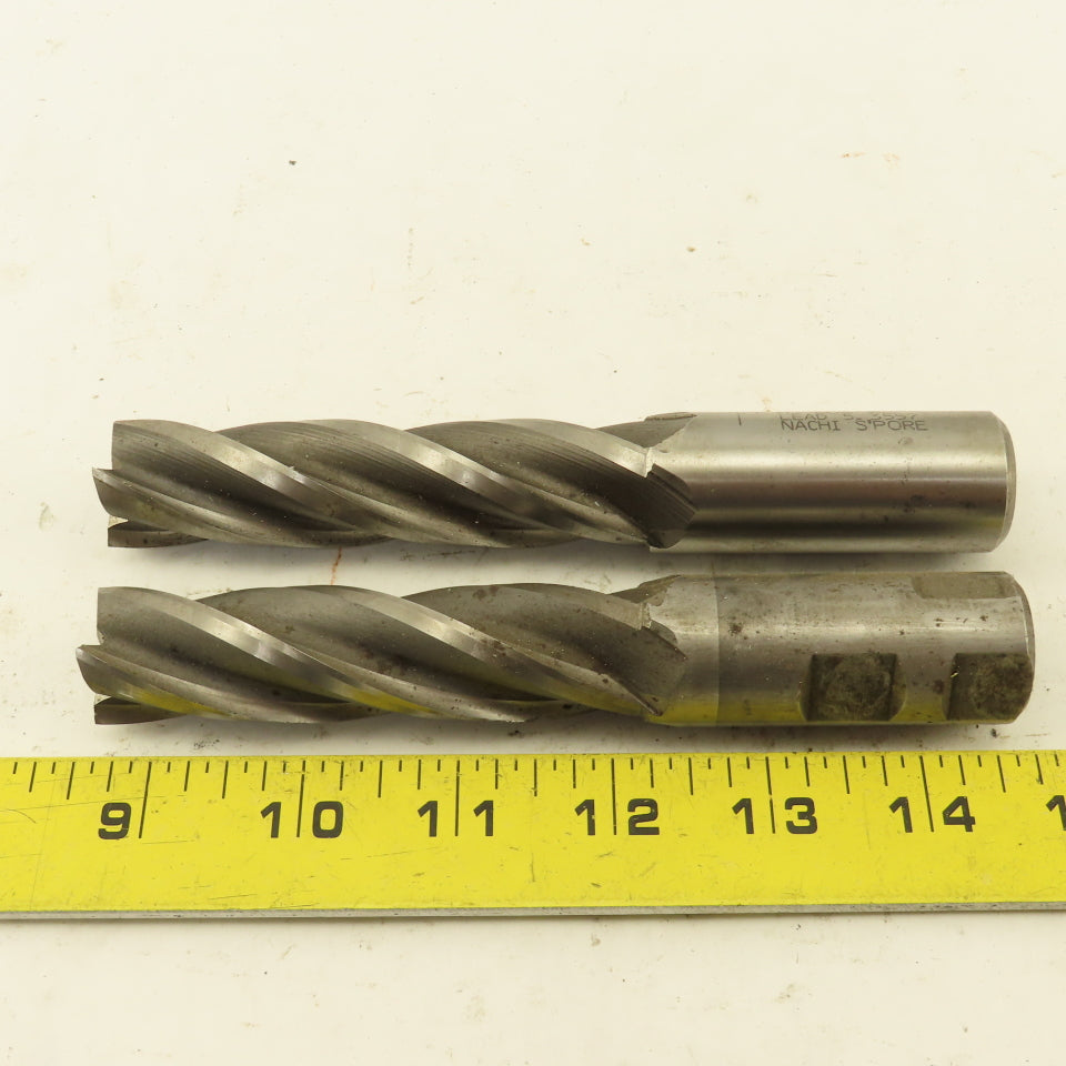 Nachi 1" Dia. 4 Flute High Speed Steel End Mill 3-3/4" LOC 6-1/4" OAL Lot of 2