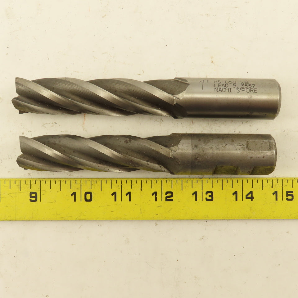 Nachi 1" Dia. 4 Flute High Speed Steel End Mill 3-3/4" LOC 6-1/4" OAL Lot of 2