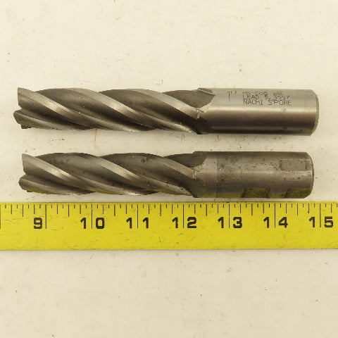 Nachi 1" Dia. 4 Flute High Speed Steel End Mill 3-3/4" LOC 6-1/4" OAL Lot of 2