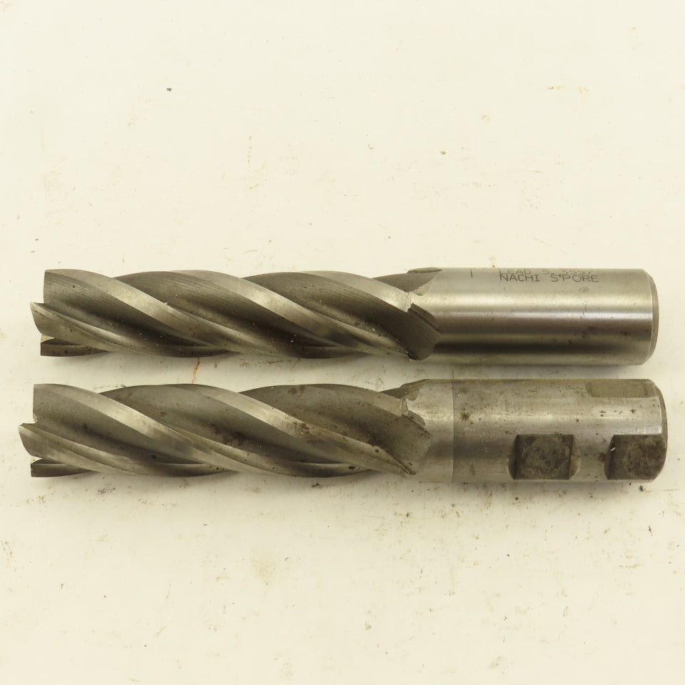 Nachi 1" Dia. 4 Flute High Speed Steel End Mill 3-3/4" LOC 6-1/4" OAL Lot of 2