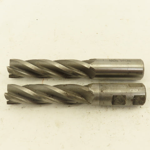 Nachi 1" Dia. 4 Flute High Speed Steel End Mill 3-3/4" LOC 6-1/4" OAL Lot of 2