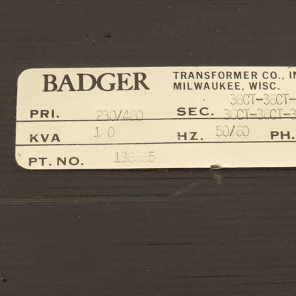 Badger 136665 Transformer 230/460V 1kVa 36V CT Current Transformer Output