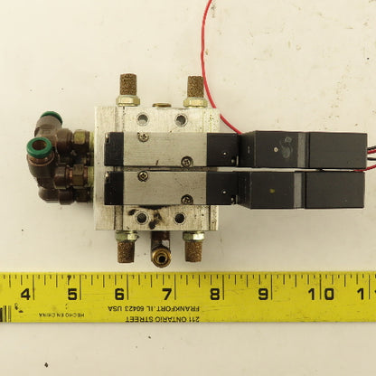 Ingersoll Rand ARO Sierra S5SS9D-1 2 Hydraulic Solenoid Valves W/Manifold Block
