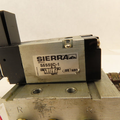 Ingersoll Rand ARO Sierra S5SS9D-1 2 Hydraulic Solenoid Valves W/Manifold Block