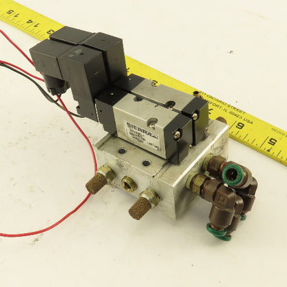 Ingersoll Rand ARO Sierra S5SS9D-1 2 Hydraulic Solenoid Valves W/Manifold Block