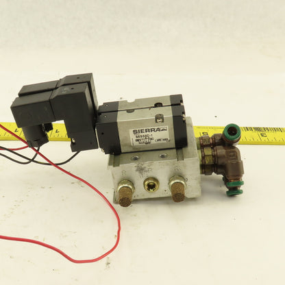 Ingersoll Rand ARO Sierra S5SS9D-1 2 Hydraulic Solenoid Valves W/Manifold Block