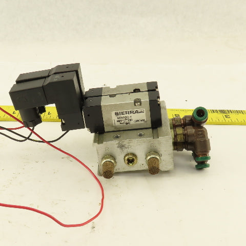 Ingersoll Rand ARO Sierra S5SS9D-1 2 Hydraulic Solenoid Valves W/Manifold Block