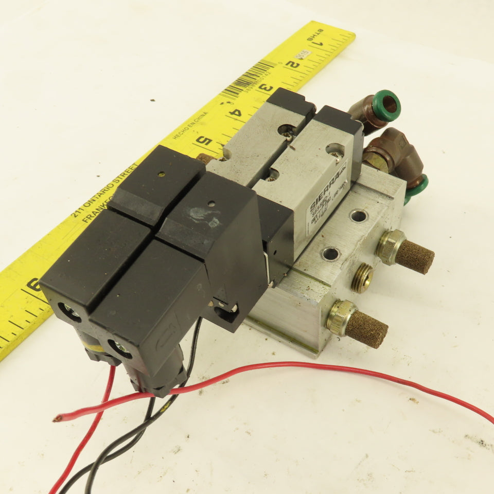Ingersoll Rand ARO Sierra S5SS9D-1 2 Hydraulic Solenoid Valves W/Manifold Block