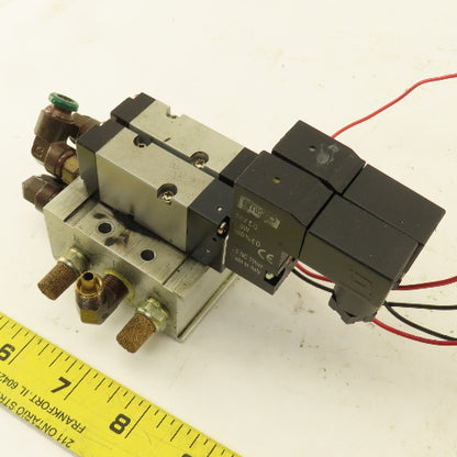 Ingersoll Rand ARO Sierra S5SS9D-1 2 Hydraulic Solenoid Valves W/Manifold Block