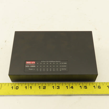 MiLAN MIL-S800IUK 8 Port Ethernet Switch 100Mbps 100-240VAC European Cord