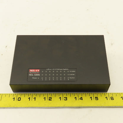 MiLAN MIL-S800IUK 8 Port Ethernet Switch 100Mbps 100-240VAC European Cord