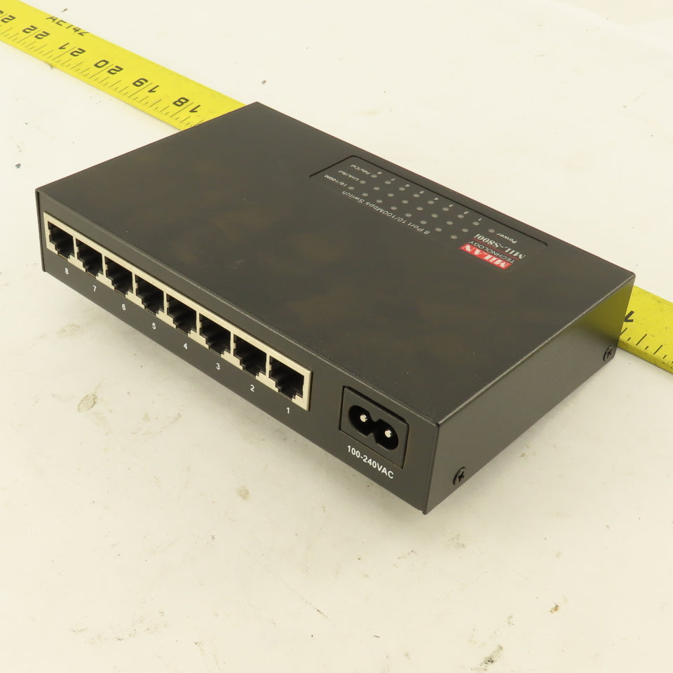 MiLAN MIL-S800IUK 8 Port Ethernet Switch 100Mbps 100-240VAC European Cord