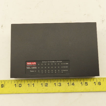 MiLAN MIL-S800IUK 8 Port Ethernet Switch 100Mbps 100-240VAC European Cord