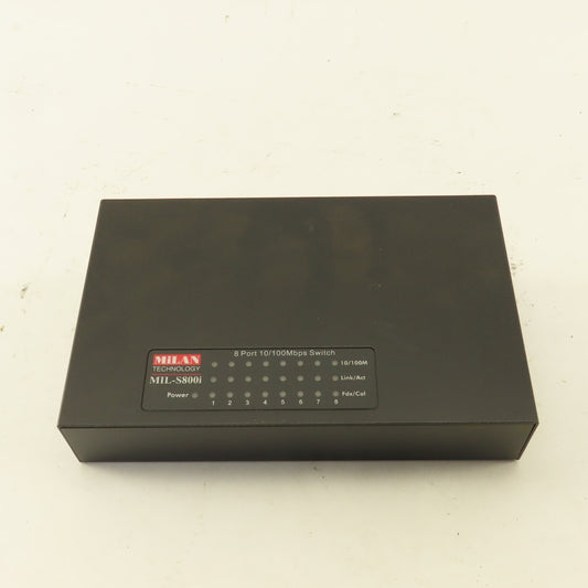 MiLAN MIL-S800IUK 8 Port Ethernet Switch 100Mbps 100-240VAC European Cord