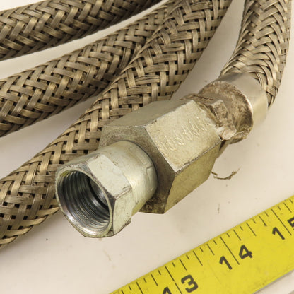 1/2" Stainless Steel Braided Reinforced Hose 3/4" JIC Swivel 1/2" Male 18-1/2'