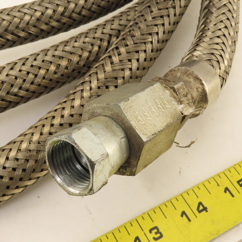 1/2" Stainless Steel Braided Reinforced Hose 3/4" JIC Swivel 1/2" Male 18-1/2'