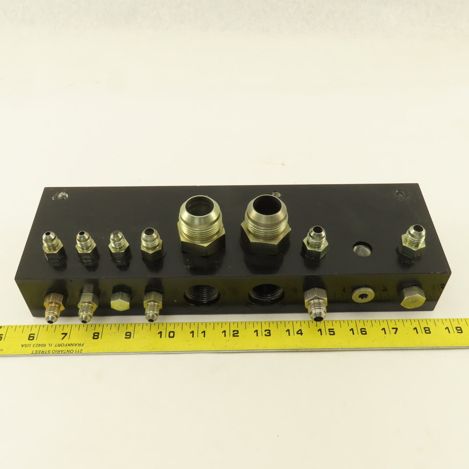 Aluminum Fluid Manifold Block 18 Isolated 90° Ports 13"