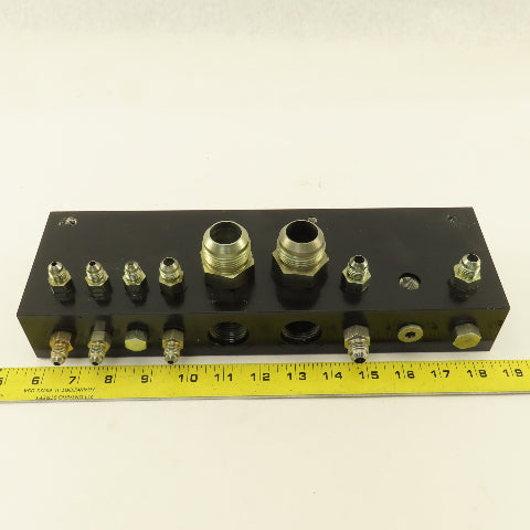 Aluminum Fluid Manifold Block 18 Isolated 90° Ports 13"