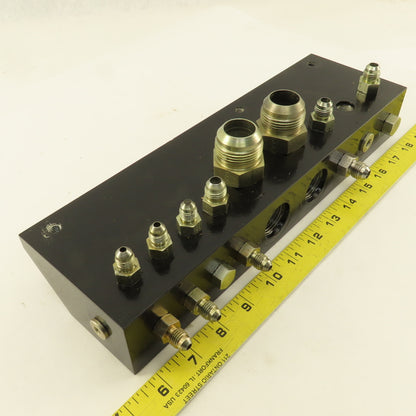 Aluminum Fluid Manifold Block 18 Isolated 90° Ports 13"