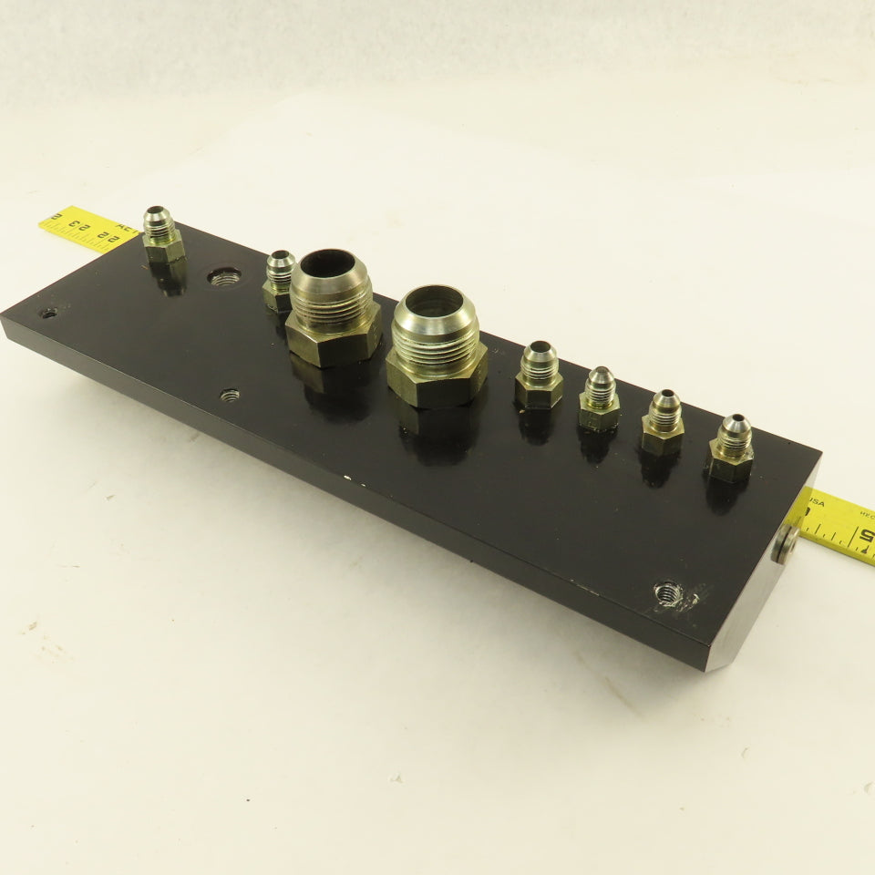 Aluminum Fluid Manifold Block 18 Isolated 90° Ports 13"