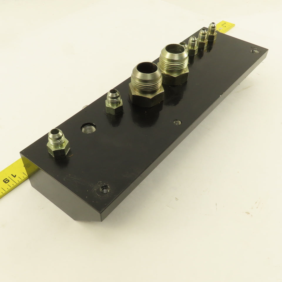 Aluminum Fluid Manifold Block 18 Isolated 90° Ports 13"