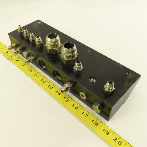 Aluminum Fluid Manifold Block 18 Isolated 90° Ports 13"
