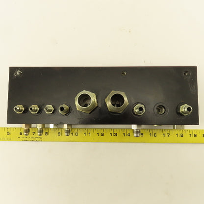 Aluminum Fluid Manifold Block 18 Isolated 90° Ports 13"