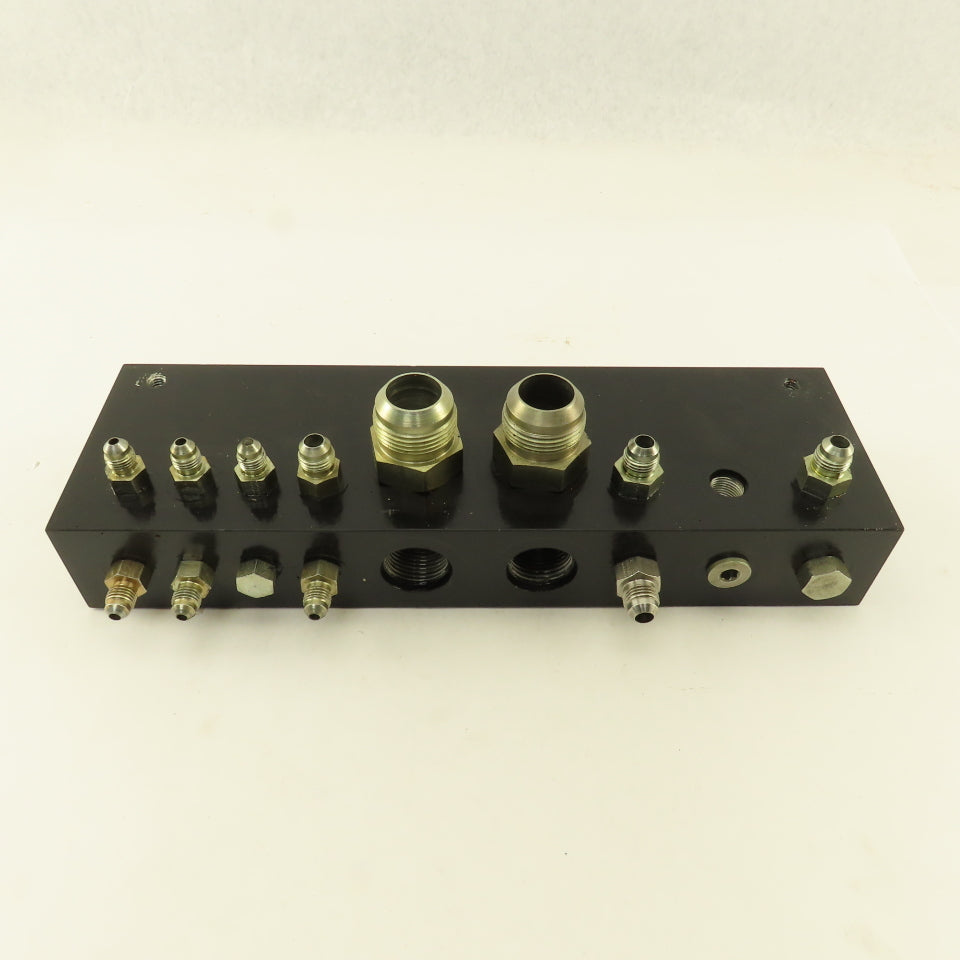Aluminum Fluid Manifold Block 18 Isolated 90° Ports 13"