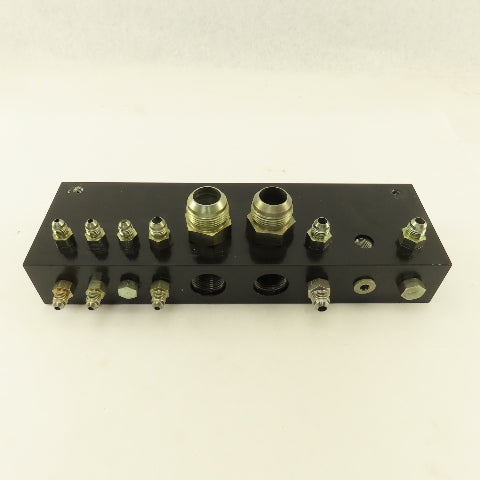 Aluminum Fluid Manifold Block 18 Isolated 90° Ports 13"