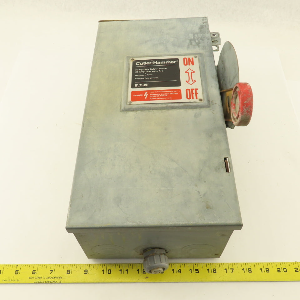 Cutler Hammer DH361URK 600V 30A 3 Pole Non Fused Safety Disconnect