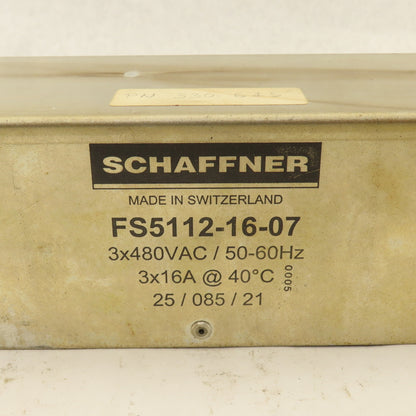 Schaffner FS5112-16-07 Line Filter 480V 3 Pole 50/60Hz