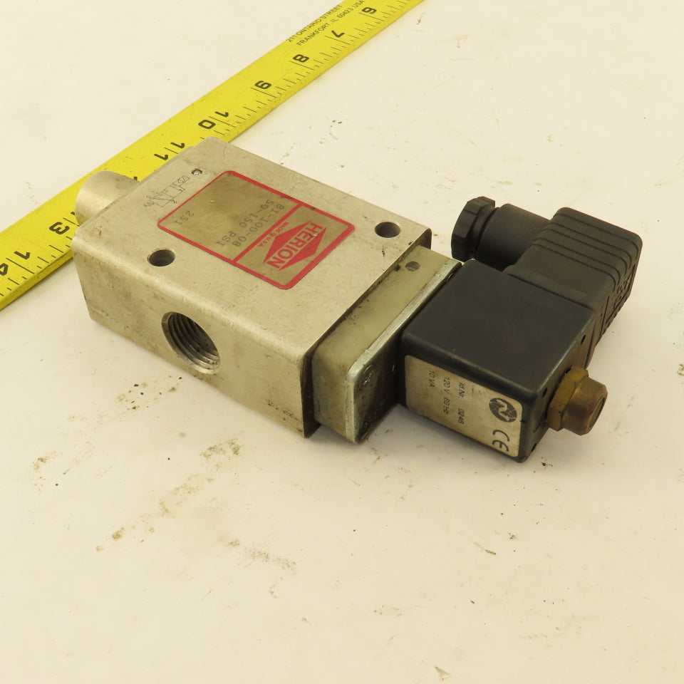 Herion 81-100-08 3/2 Position Directional Pneumatic Valve 120V Coil 1/2" NPT