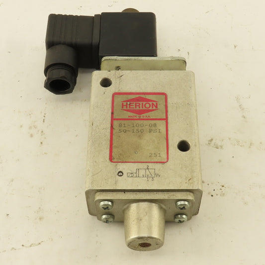 Herion 81-100-08 3/2 Position Directional Pneumatic Valve 120V Coil 1/2" NPT