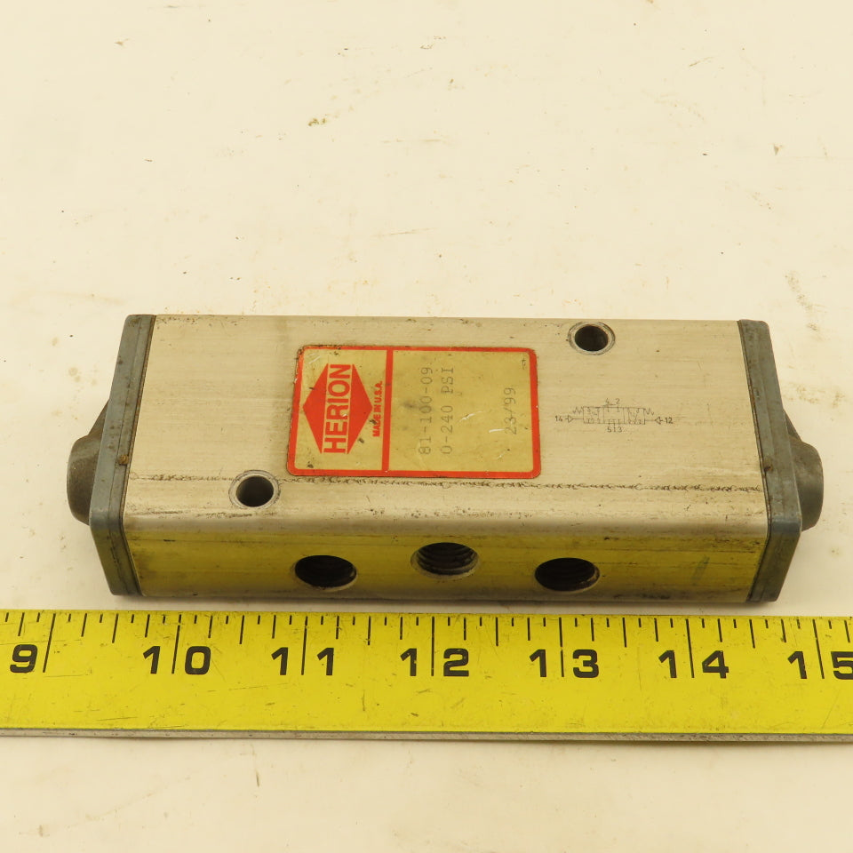 Herion 81-100-09 5/3  Position Directional Pneumatic Valve Air Pilot 1/4" NPT