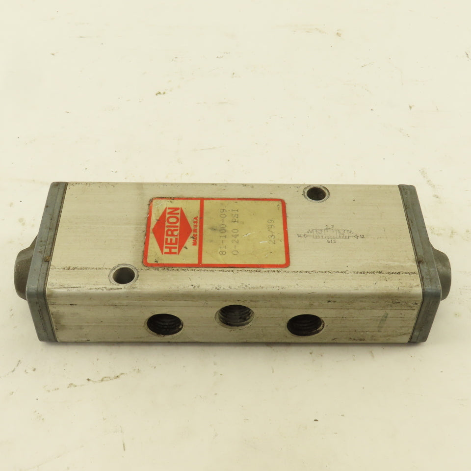Herion 81-100-09 5/3  Position Directional Pneumatic Valve Air Pilot 1/4" NPT