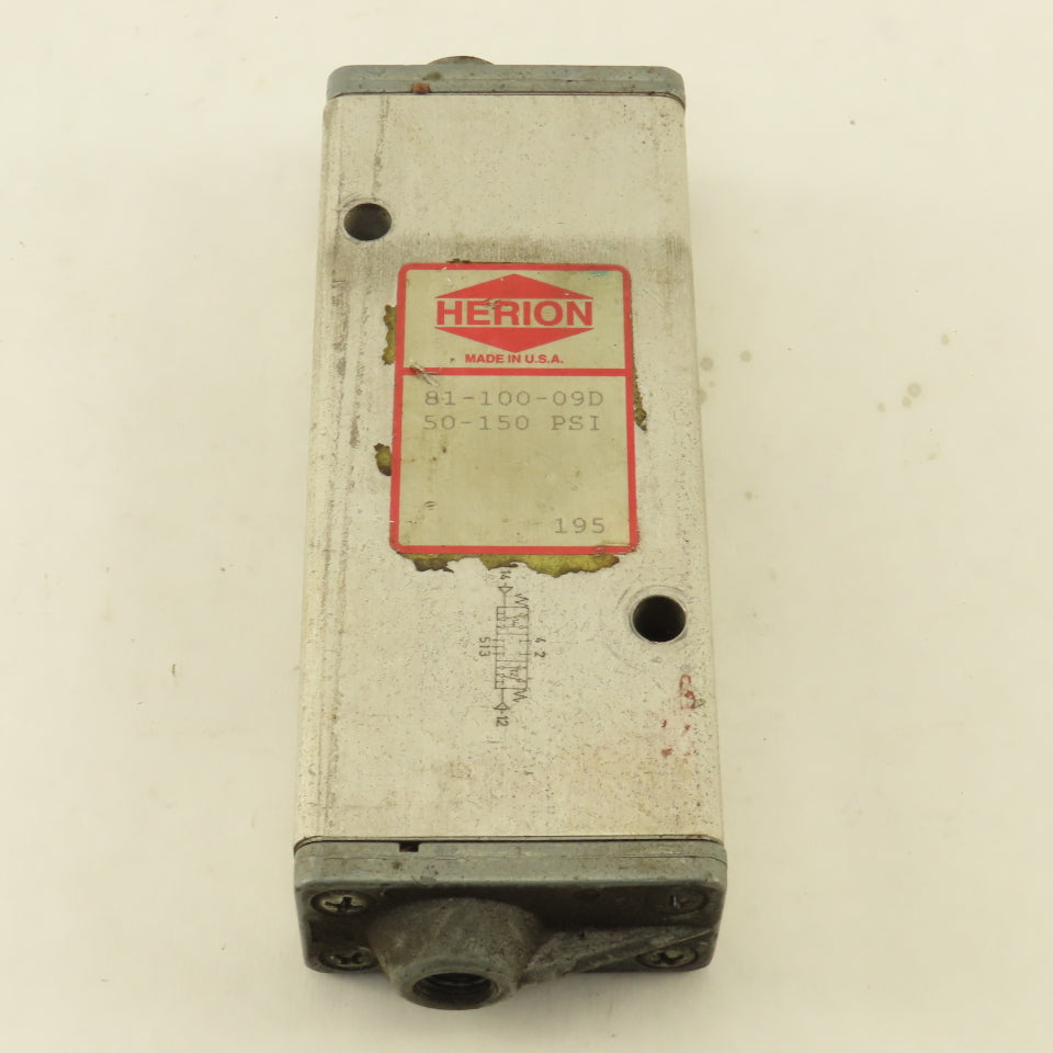 Herion 81-100-09D 5/3  Position Directional Pneumatic Valve Air Pilot 1/4" NPT