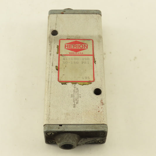 Herion 81-100-09D 5/3  Position Directional Pneumatic Valve Air Pilot 1/4" NPT