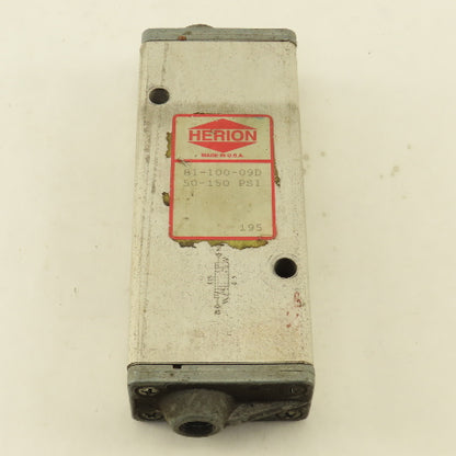 Herion 81-100-09D 5/3  Position Directional Pneumatic Valve Air Pilot 1/4" NPT