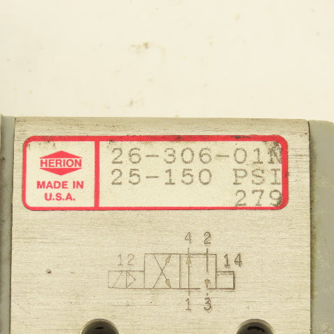 Herion 26-306-01N 3/2 Pneumatic Solenoid Air Assist Valve 24VDC Coil