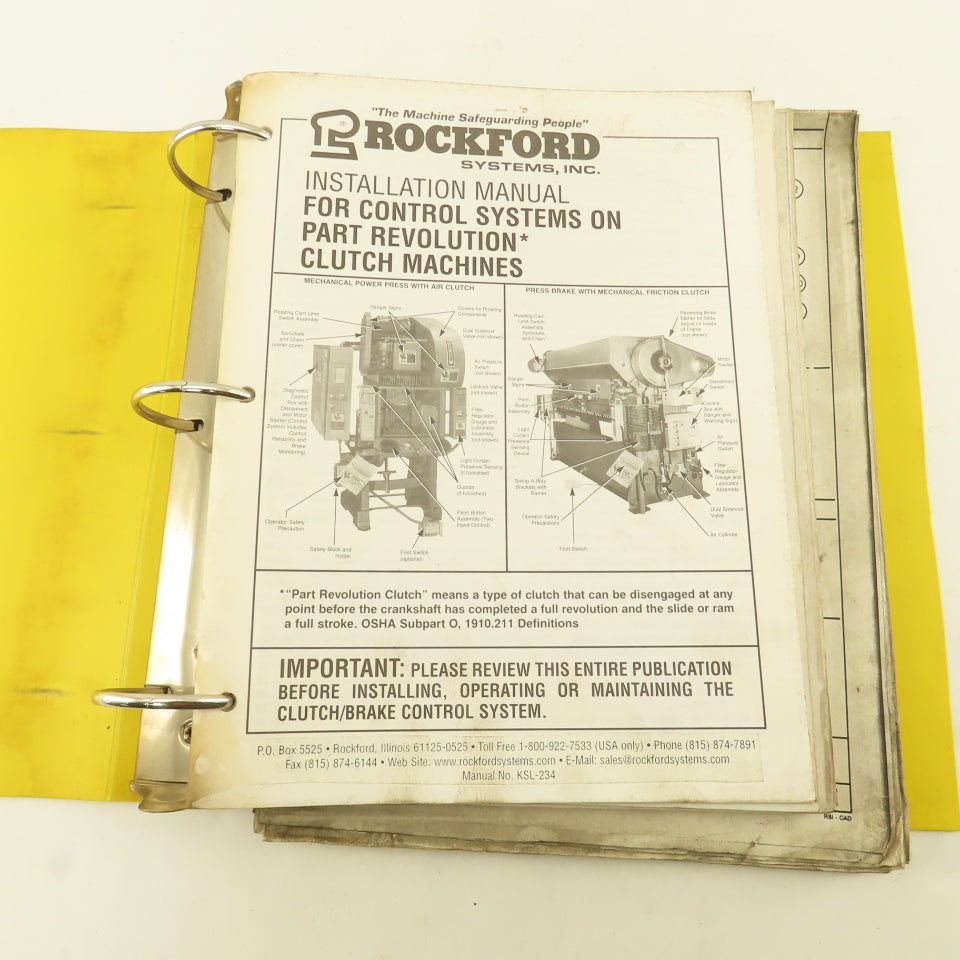 Rockford KSL-021 Mechanical Press Installation Manual