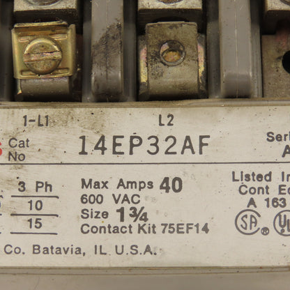 Furnas 14EP32AF 600VAC 40A NEMA Size 1-3/4 Motor Starter W/ Overloads
