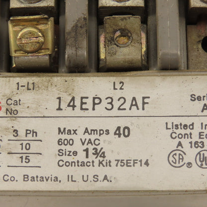 Furnas 14EP32AF 600VAC 40A NEMA Size 1-3/4 Motor Starter W/ Overloads