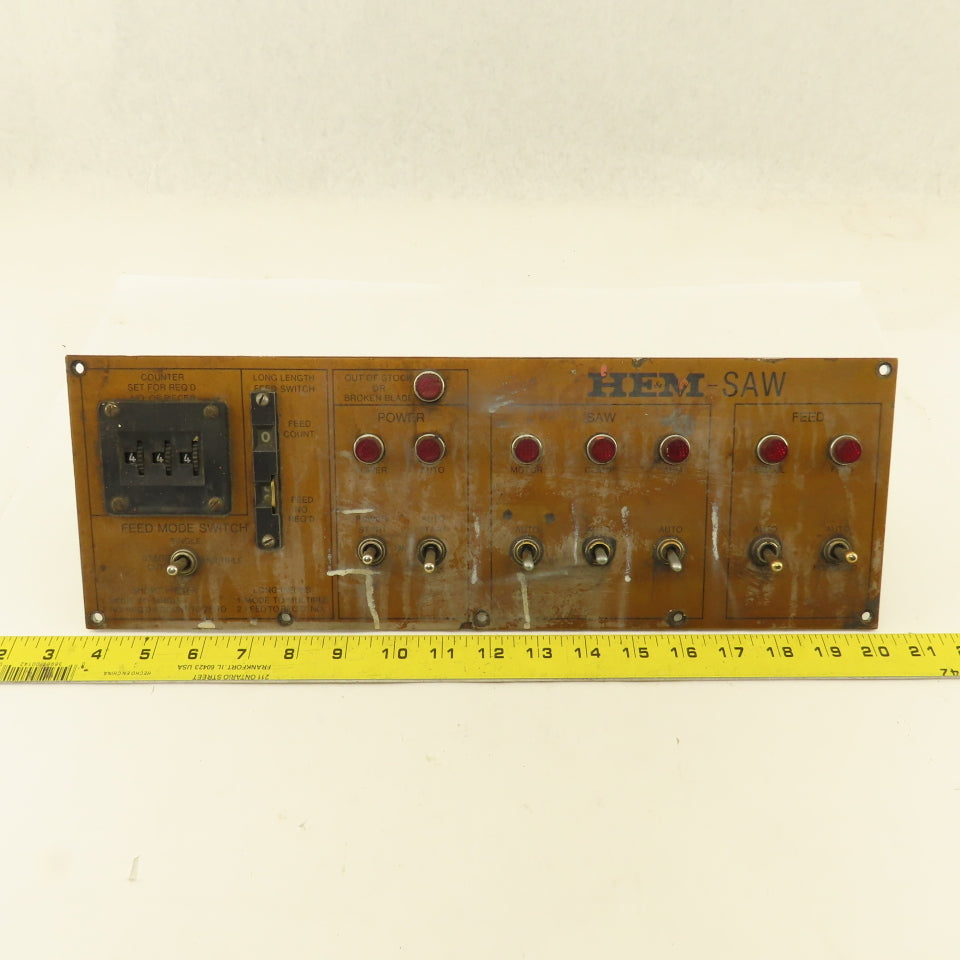 HE&M Saw Pivot Style Industrial Band Saw Operator Switch Board