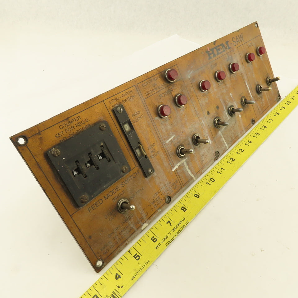 HE&M Saw Pivot Style Industrial Band Saw Operator Switch Board
