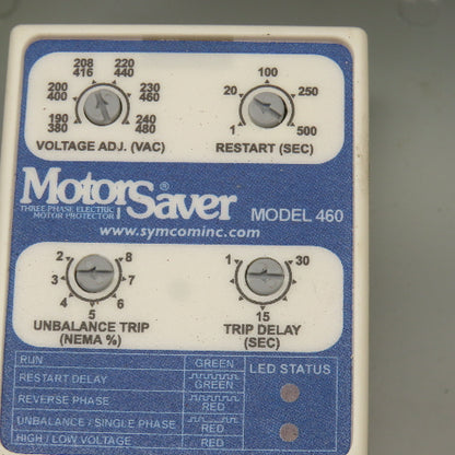 Motosaver Model 460 Voltage monitor 3Hp 190-480V W/A606CH Hoffman Enclosure