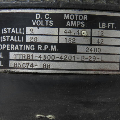 Kearney & Trecker TTRB1-4500-4201-B-29-L DC Motor 9/28V 2400RPM W/ Brake
