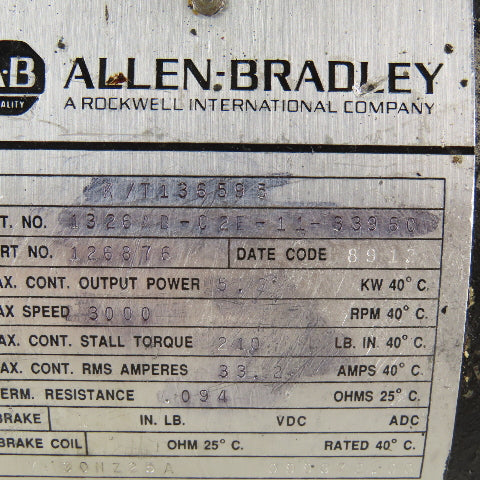 Allen Bradley 1326AB-C2E-11-339 6C 5.2kW 3000RPM AC Servo Motor