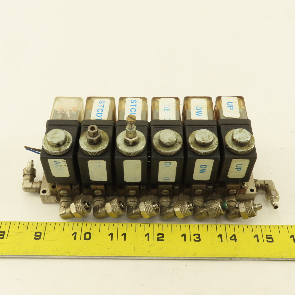 Pneumax 6 Way Solenoid Controlled Air Distributor Valve Manifold 24VDC Coil