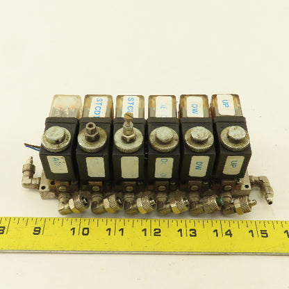 Pneumax 6 Way Solenoid Controlled Air Distributor Valve Manifold 24VDC Coil